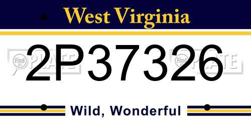 2P37326 West Virginia License Plate