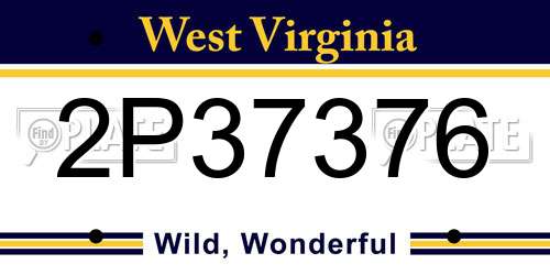 2P37376 West Virginia License Plate