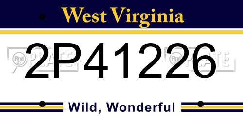 2P41226 West Virginia License Plate