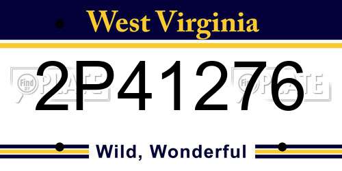 2P41276 West Virginia License Plate