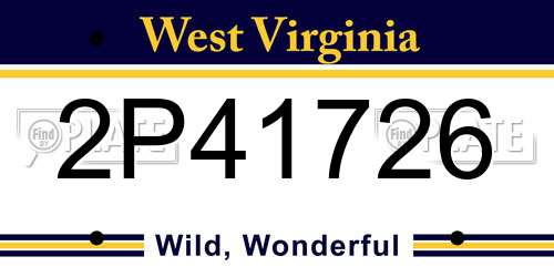 2P41726 West Virginia License Plate