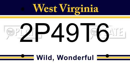 2P49T6 West Virginia License Plate