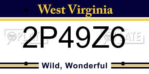 2P49Z6 West Virginia License Plate