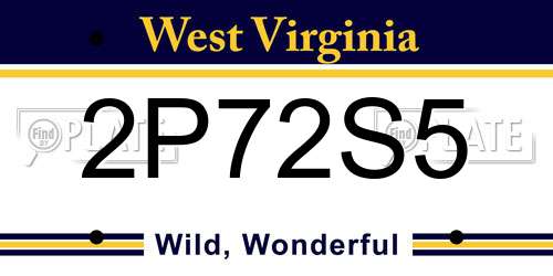 2P72S5 West Virginia License Plate