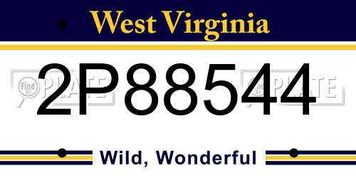 2P88544 West Virginia License Plate