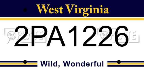 2PA1226 West Virginia License Plate