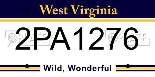 2PA1276 West Virginia License Plate