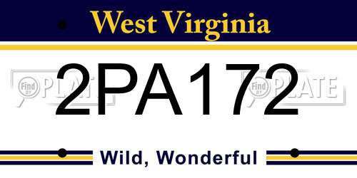 2PA172 West Virginia License Plate
