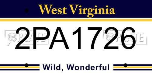 2PA1726 West Virginia License Plate