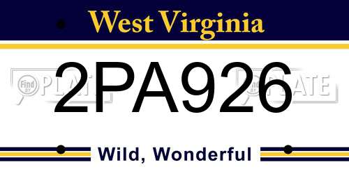 2PA926 West Virginia License Plate