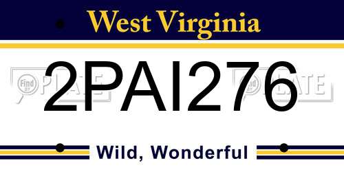 2PAI276 West Virginia License Plate