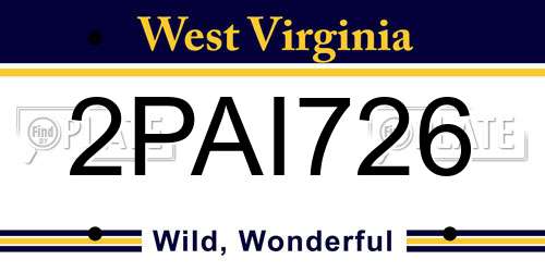 2PAI726 West Virginia License Plate
