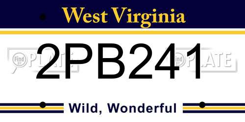 2PB241 West Virginia License Plate