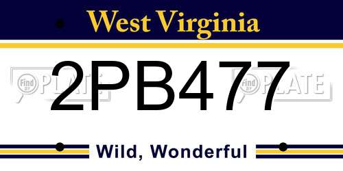 2PB477 West Virginia License Plate
