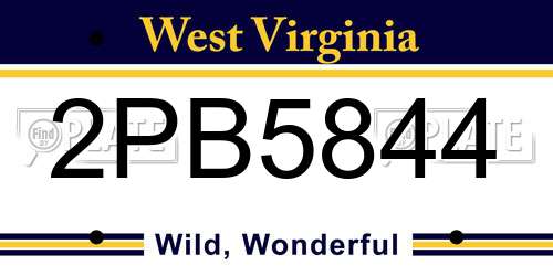 2PB5844 West Virginia License Plate