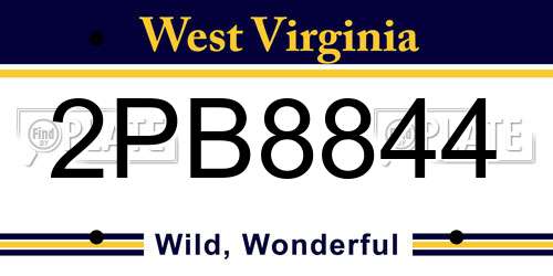 2PB8844 West Virginia License Plate