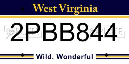 2PBB844 West Virginia License Plate