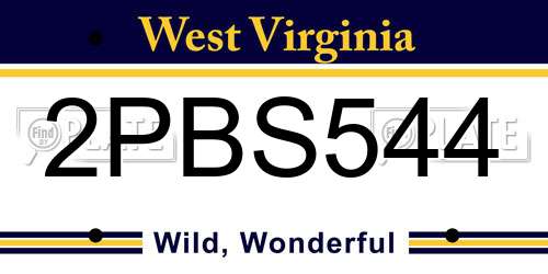 2PBS544 West Virginia License Plate