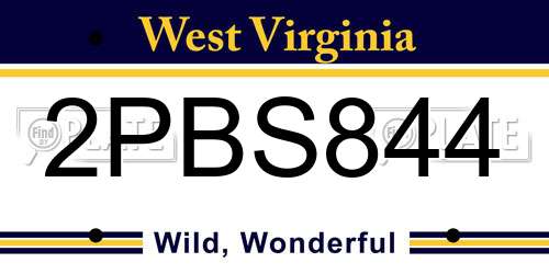 2PBS844 West Virginia License Plate