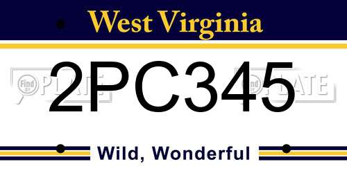 2PC345 West Virginia License Plate