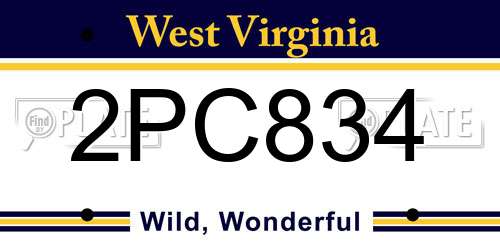 2PC834 West Virginia License Plate