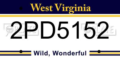 2PD5152 West Virginia License Plate