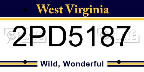 2PD5187 West Virginia License Plate