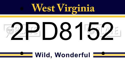 2PD8152 West Virginia License Plate