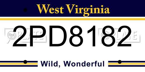 2PD8182 West Virginia License Plate