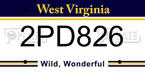 2PD826 West Virginia License Plate