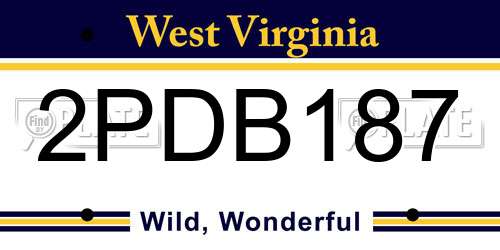 2PDB187 West Virginia License Plate