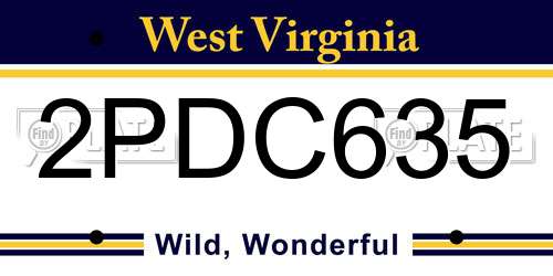 2PDC635 West Virginia License Plate