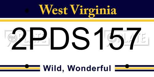 2PDS157 West Virginia License Plate