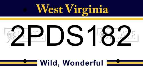 2PDS182 West Virginia License Plate
