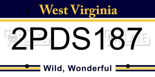 2PDS187 West Virginia License Plate