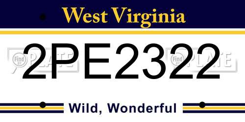 2PE2322 West Virginia License Plate