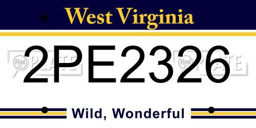 2PE2326 West Virginia License Plate