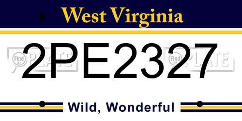 2PE2327 West Virginia License Plate