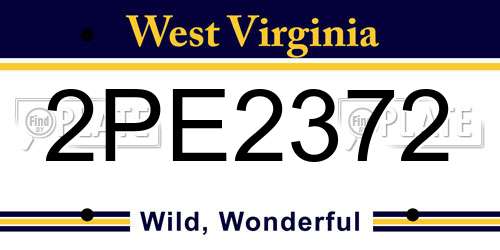 2PE2372 West Virginia License Plate