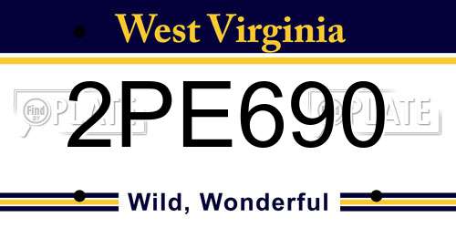 2PE690 West Virginia License Plate