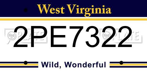 2PE7322 West Virginia License Plate