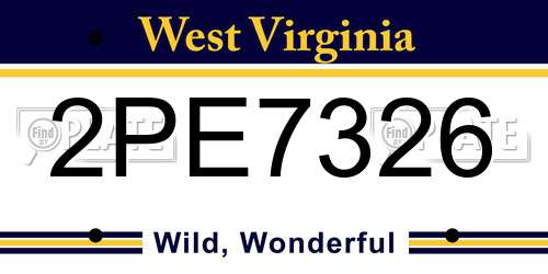 2PE7326 West Virginia License Plate