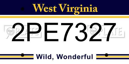 2PE7327 West Virginia License Plate