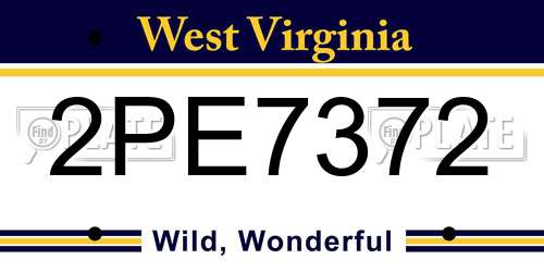 2PE7372 West Virginia License Plate