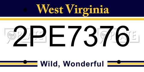 2PE7376 West Virginia License Plate
