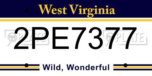 2PE7377 West Virginia License Plate