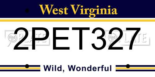 2PET327 West Virginia License Plate