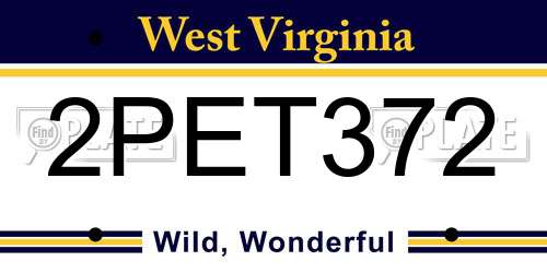 2PET372 West Virginia License Plate