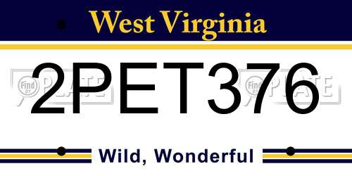 2PET376 West Virginia License Plate