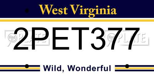 2PET377 West Virginia License Plate